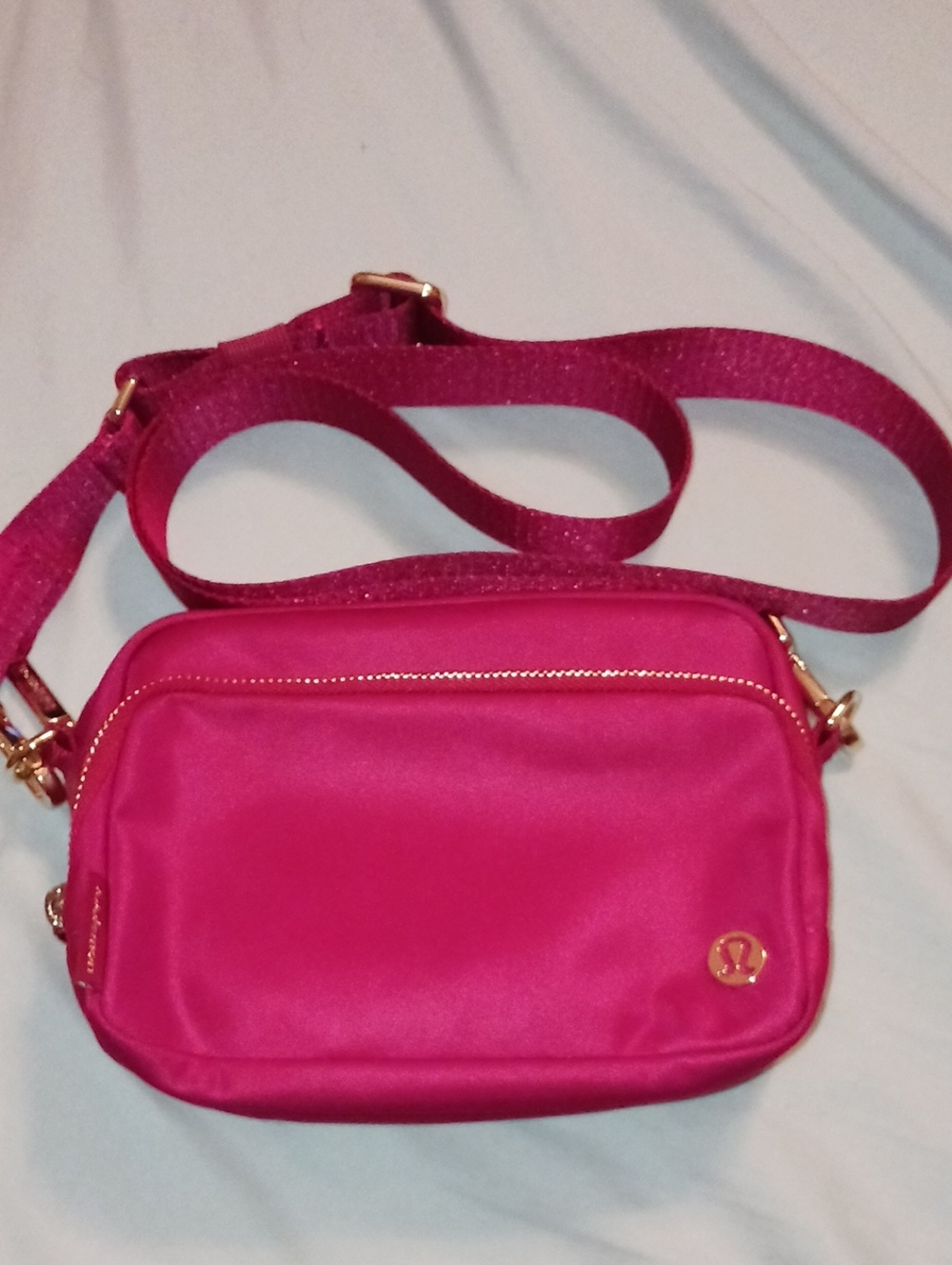 lululemon athletica Hot Pink Crossbody Bag with Gold Hardware